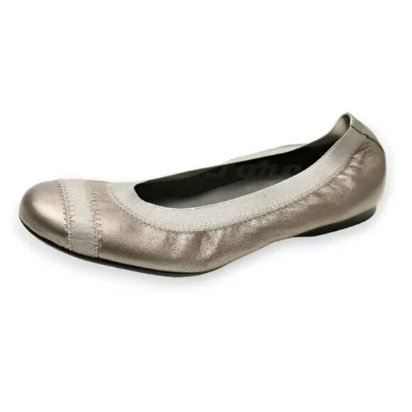 Stuart Weitzman Bronze Taupe Tan Gold Neutral Soft Leather Ballet Travel Flats 6 - Picture 1 of 10